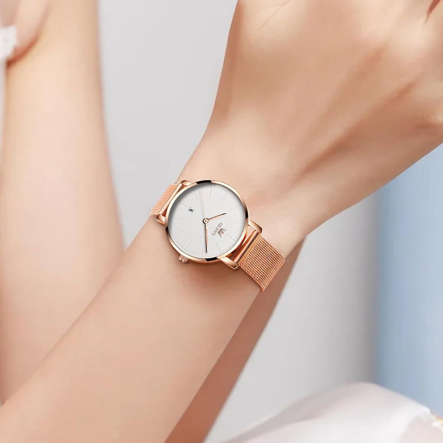 Reloj de Pulsera OLEVS para Mujeres Rosa Oro Cuarzo 30M