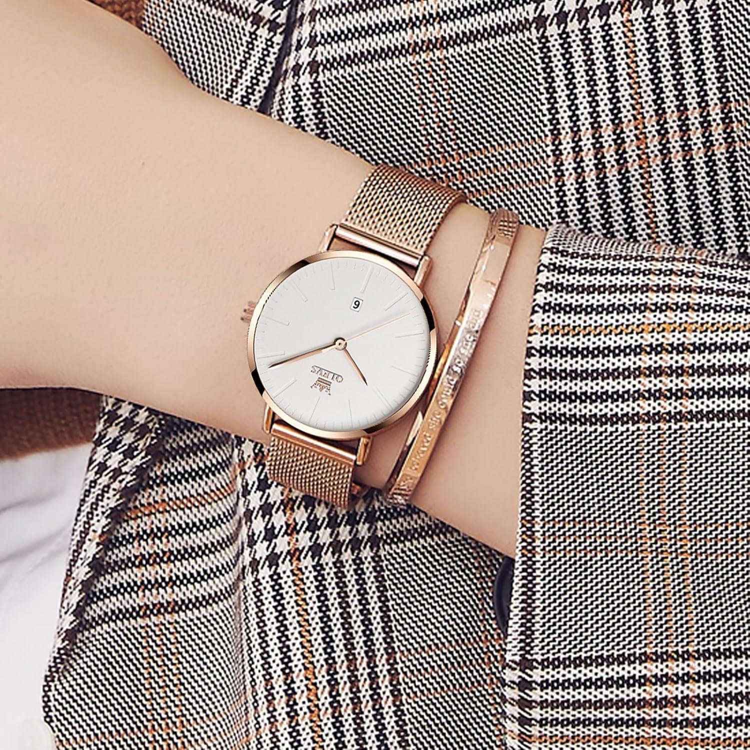 Reloj de Pulsera OLEVS para Mujeres Rosa Oro Cuarzo 30M