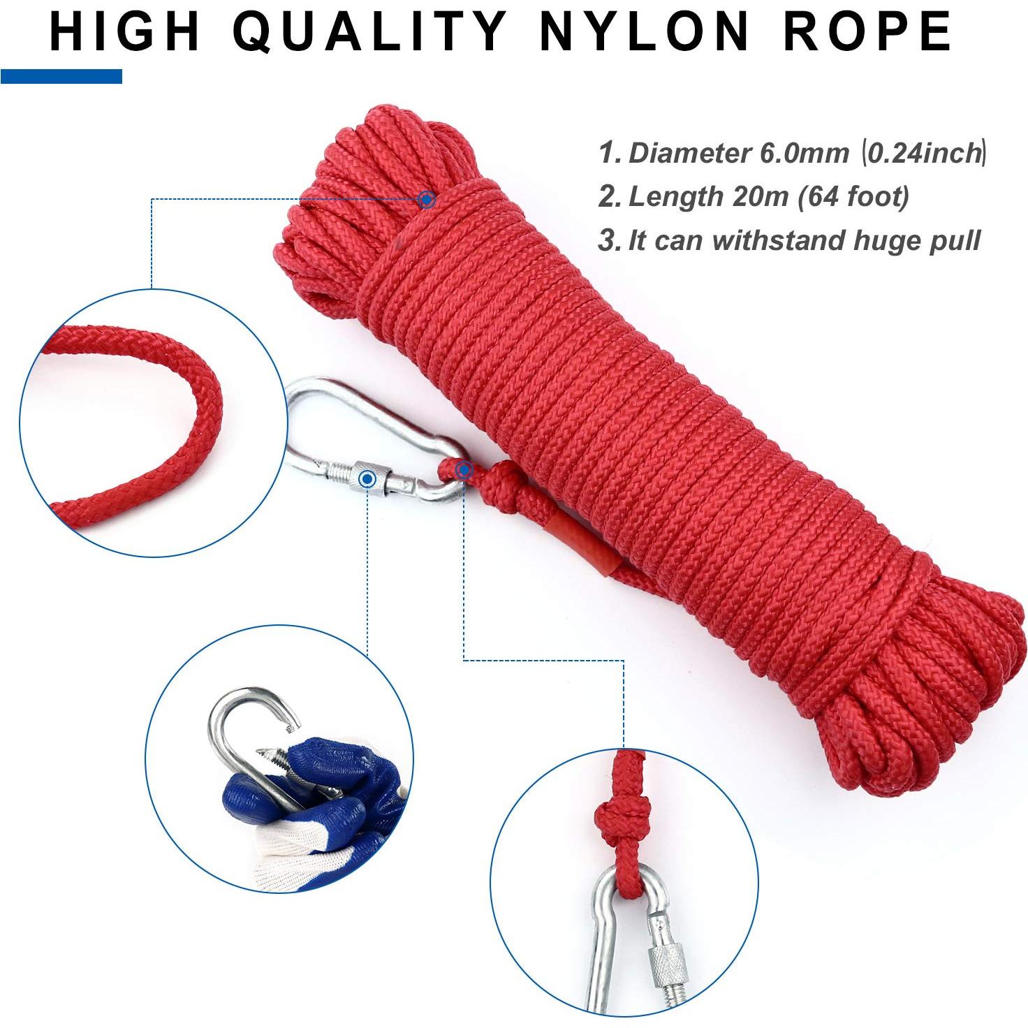 Imán de Pesca Neodimio DIYMAG 75mm 590kg con Cuerda 20m