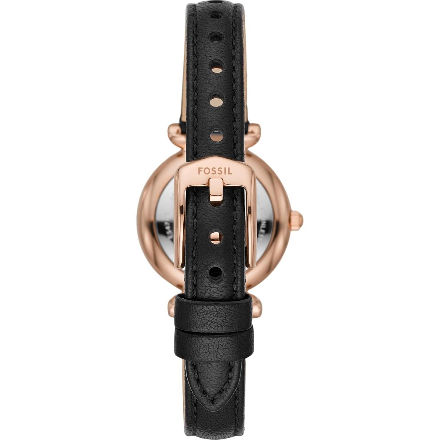 Reloj de Cuarzo Mini Fossil Carlie Oro Rosa y Nacar Negro