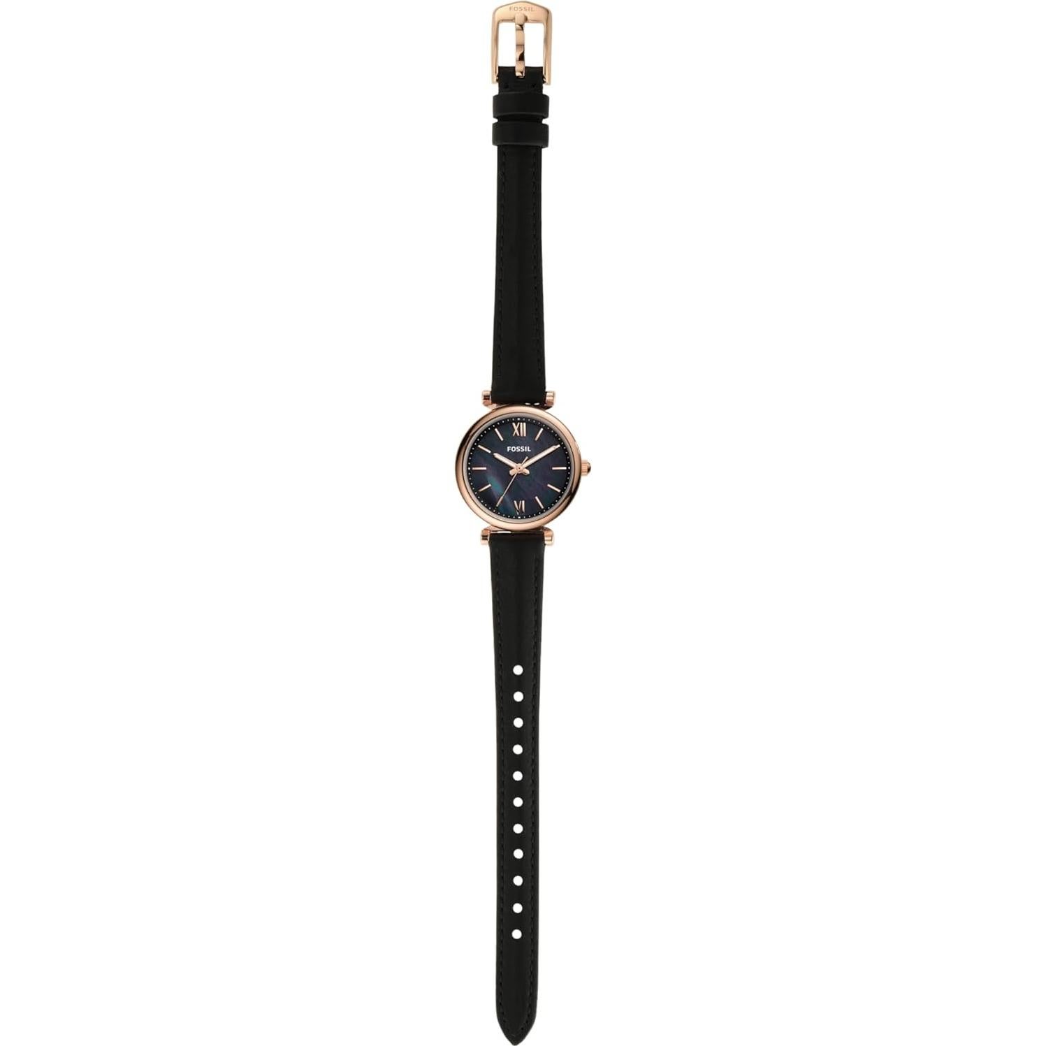 Reloj de Cuarzo Mini Fossil Carlie Oro Rosa y Nacar Negro