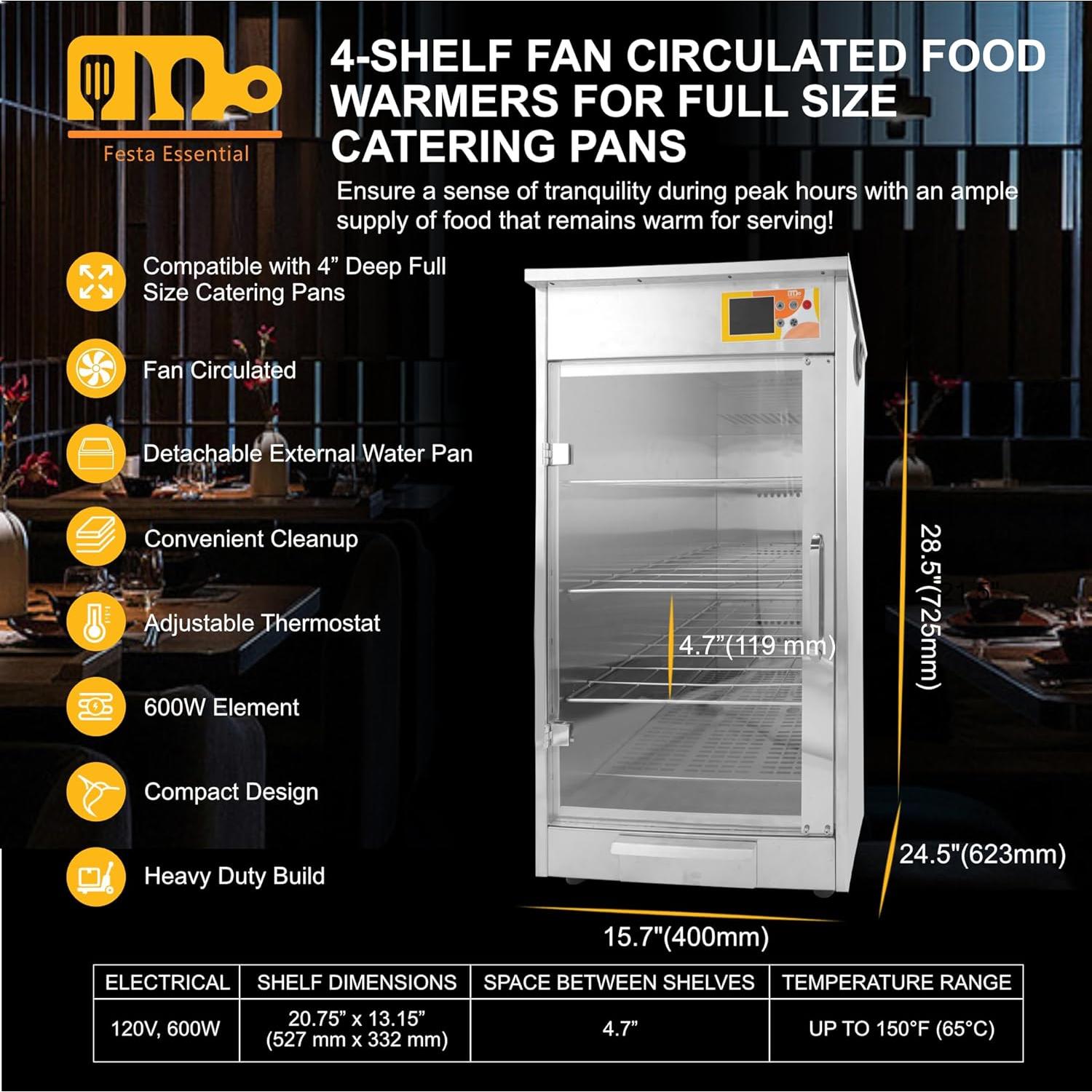 Calentador de Comida Eléctrico Festa Essential 4 Estantes 600W