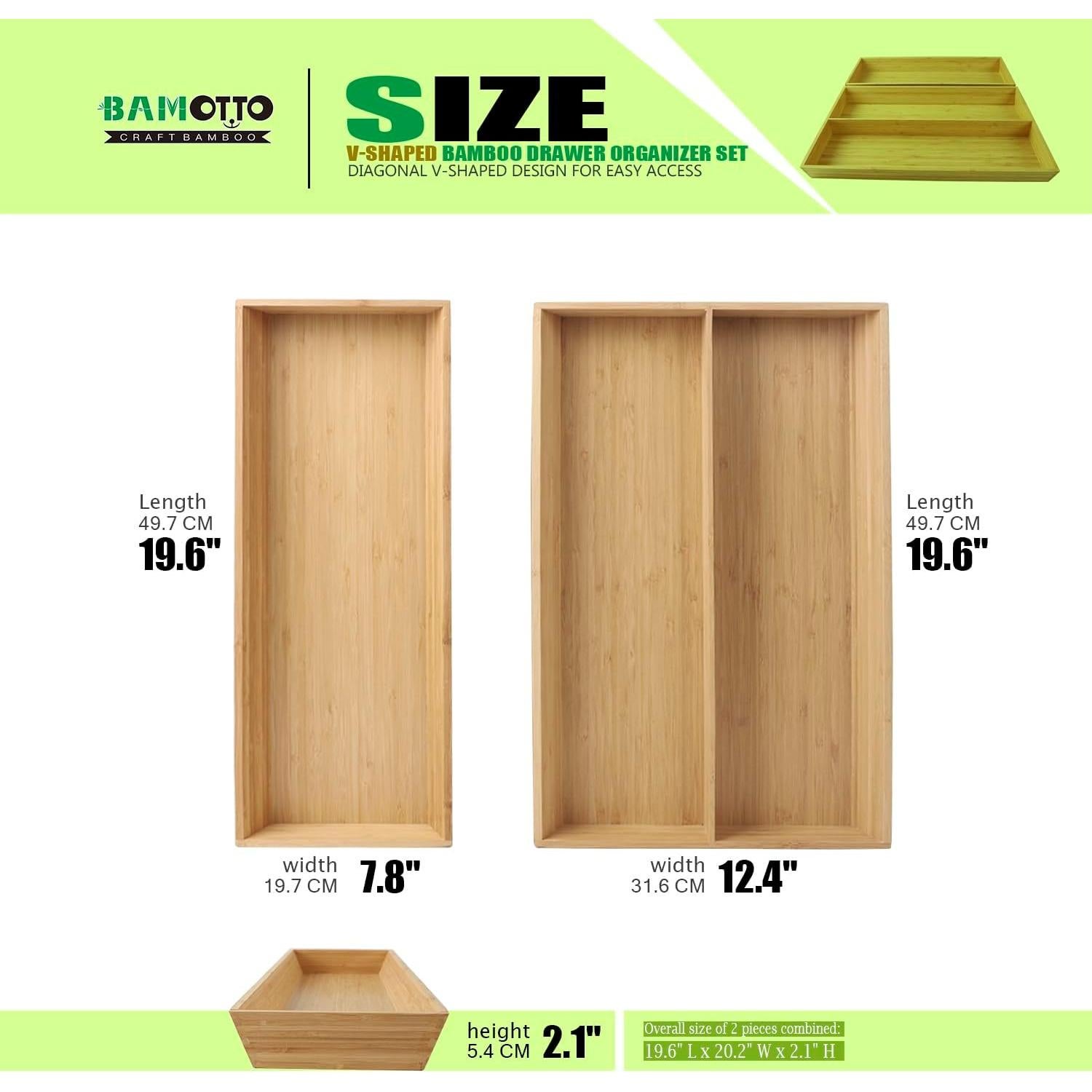 Organizador de Cajones de Bambú BAMOTTO en 2 Piezas - Diseño en V