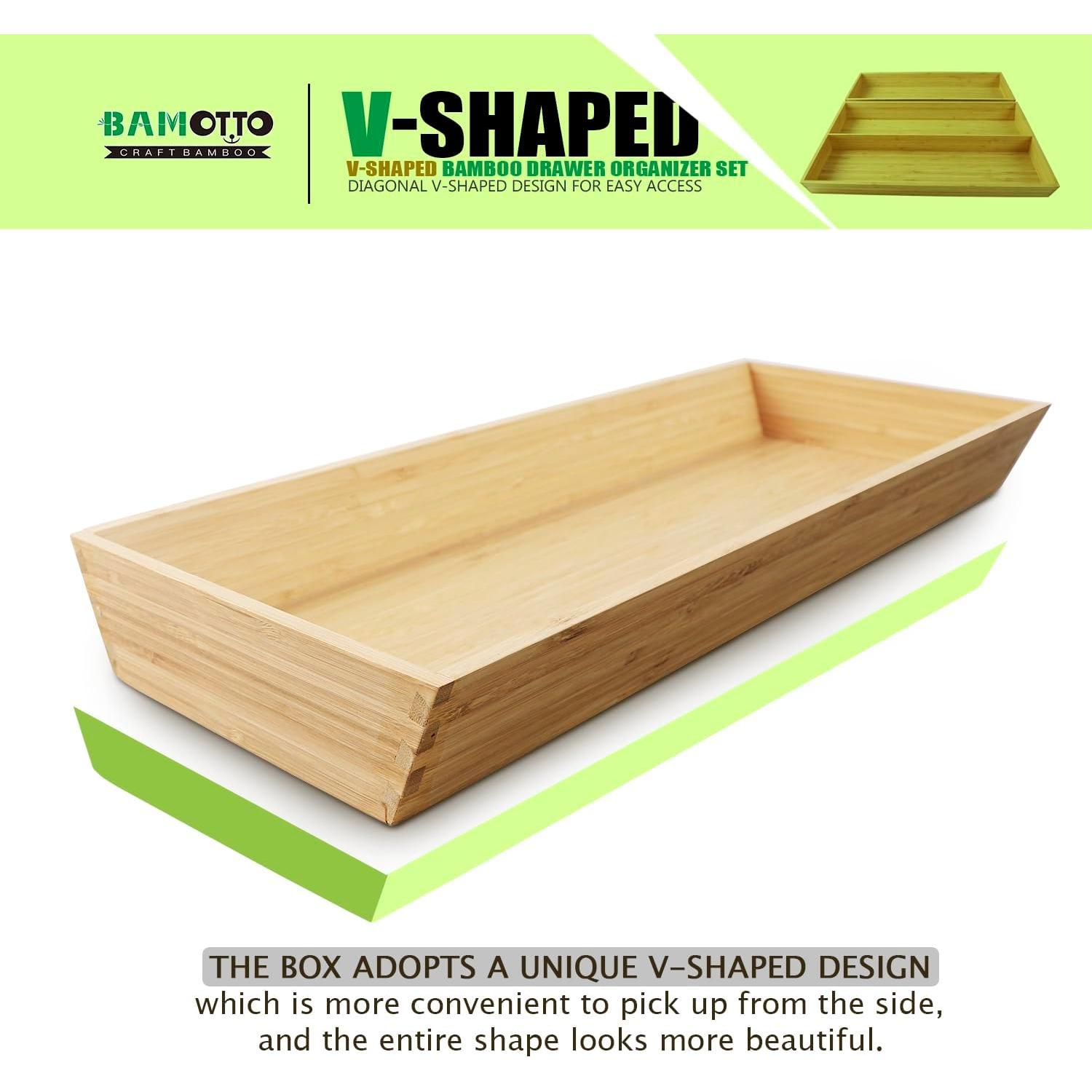 Organizador de Cajones de Bambú BAMOTTO en 2 Piezas - Diseño en V