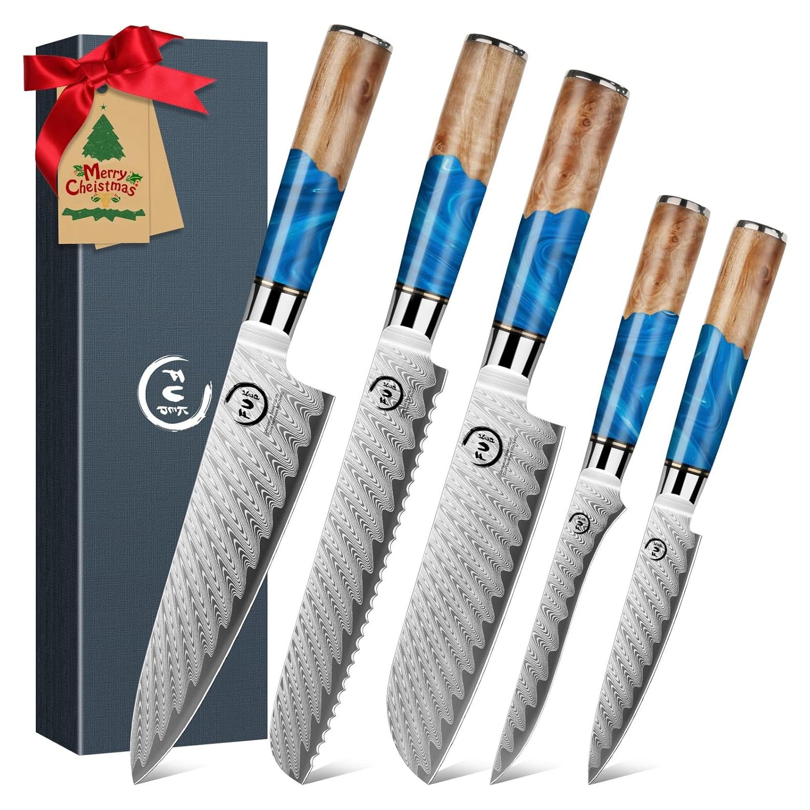 Juego de cuchillos de damasco 5 piezas Fukep VG10 acero