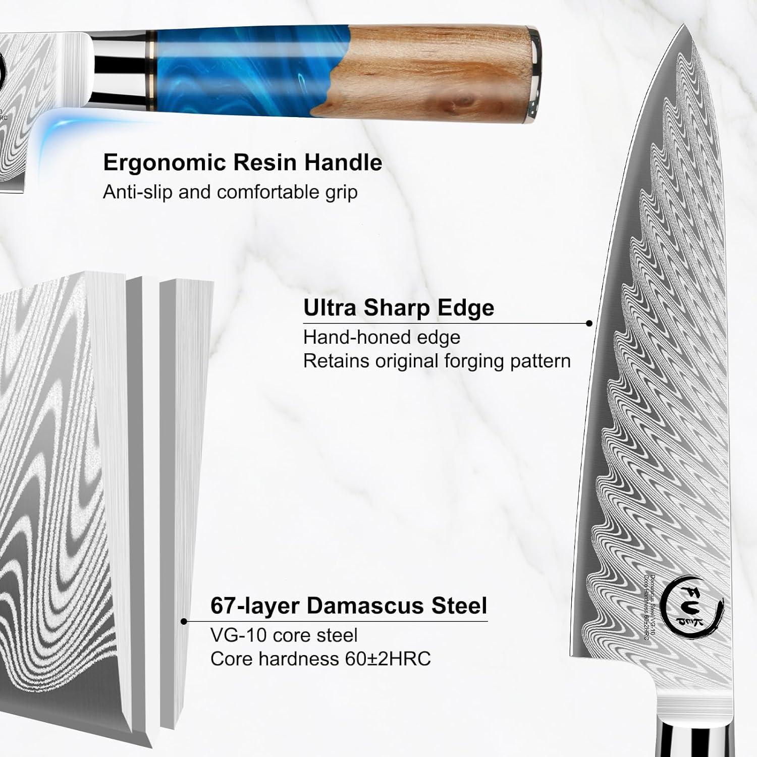 Juego de cuchillos de damasco 5 piezas Fukep VG10 acero