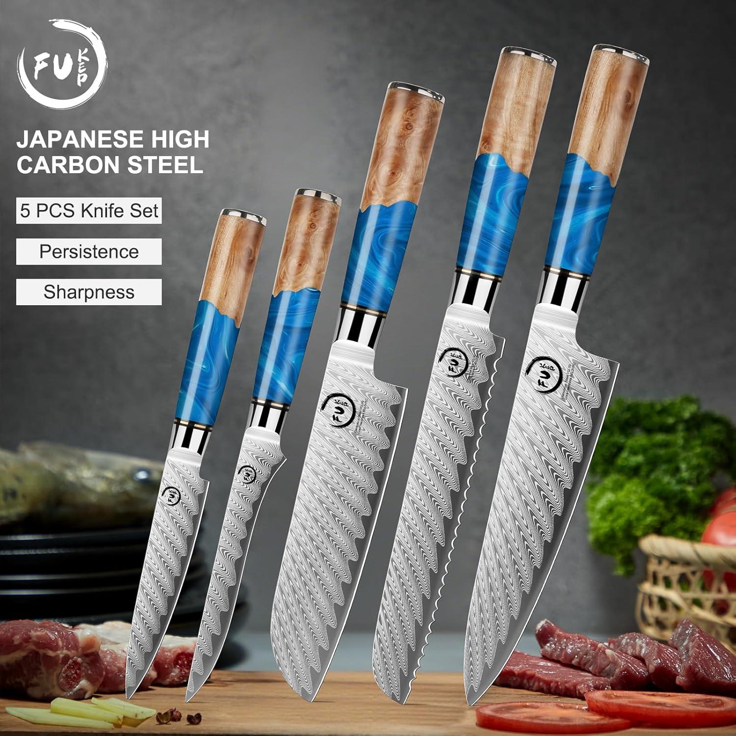 Juego de cuchillos de damasco 5 piezas Fukep VG10 acero