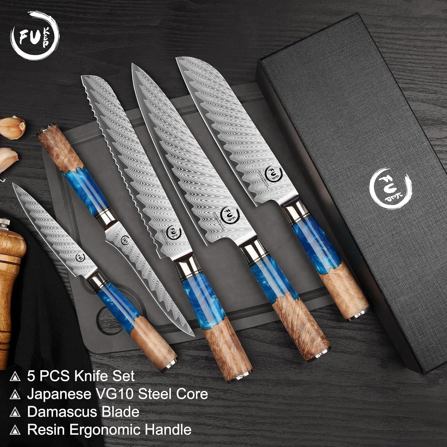 Juego de cuchillos de damasco 5 piezas Fukep VG10 acero