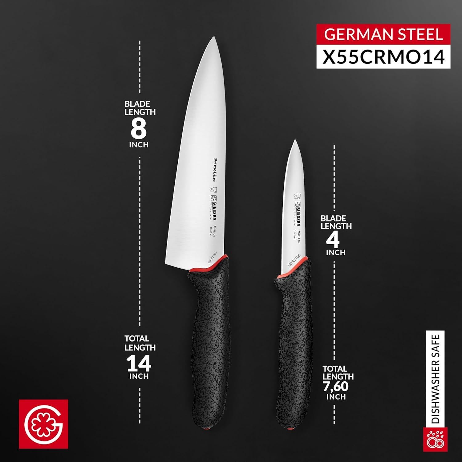 Cuchillo de Chef Giesser 20.1 cm Inoxidable + Cuchillo de Verduras