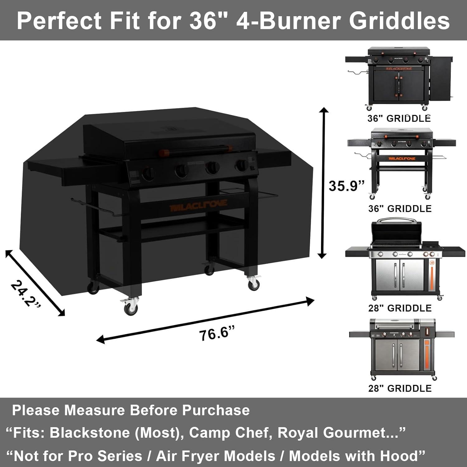 Funda de Parrilla ZyNolimt 600D para Blackstone 91.4 cm