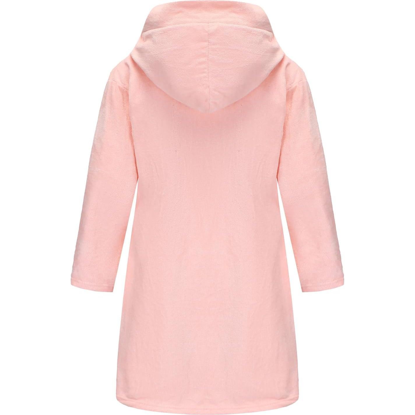Bata de Baño con Capucha para Niños y Niñas - Algodón Rosa 2-14 Años