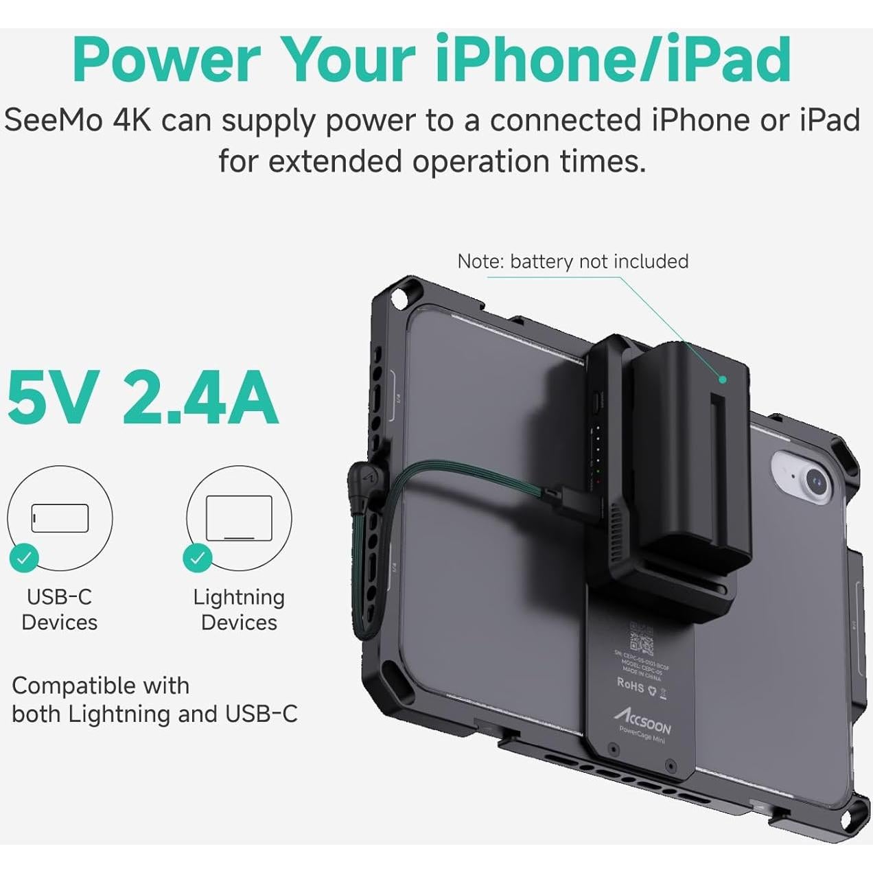 Accsoon SeeMo 4K Adaptador HDMI para iPhone y iPad