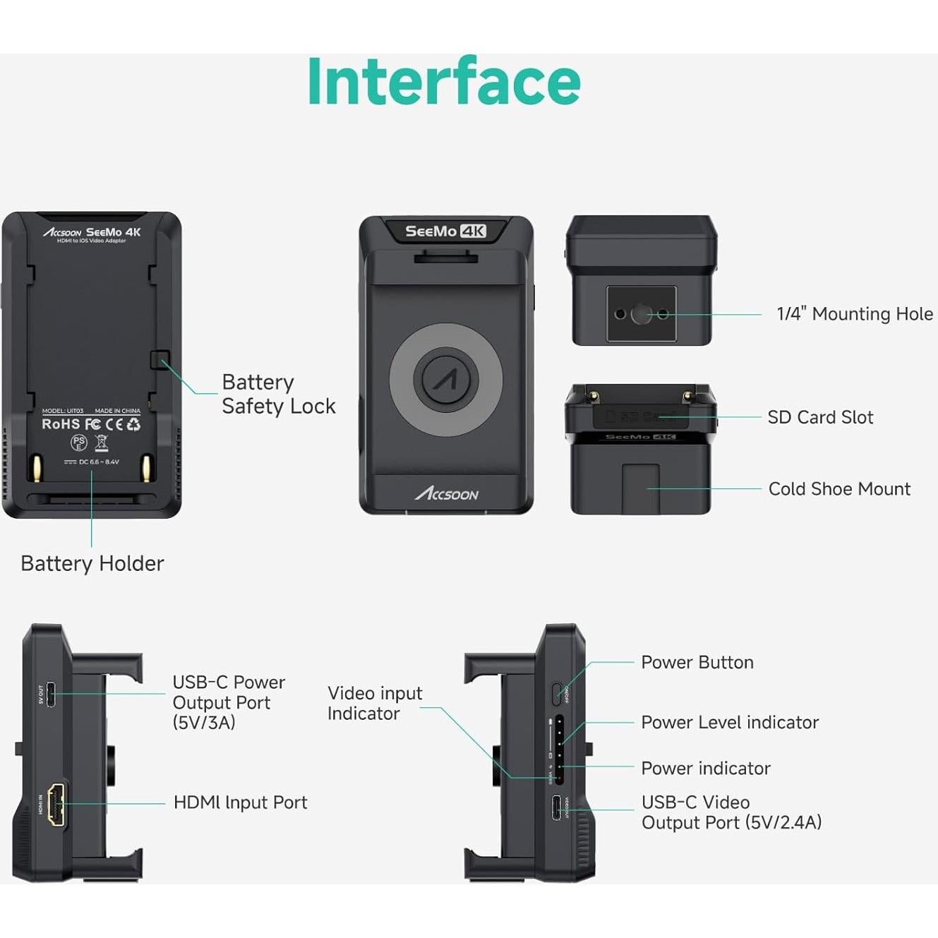 Accsoon SeeMo 4K Adaptador HDMI para iPhone y iPad