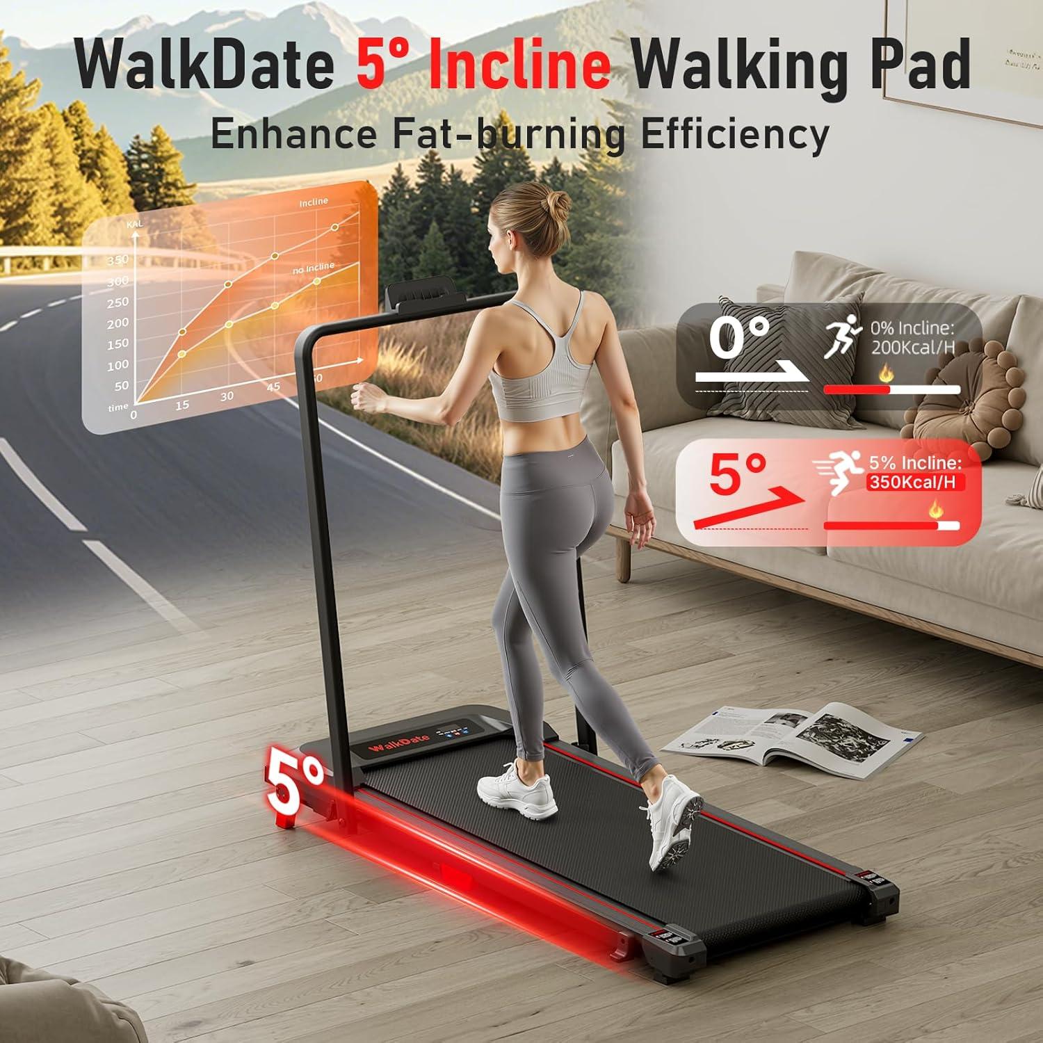 Caminadora Plegable WalkDate con Inclinación y Control Remoto