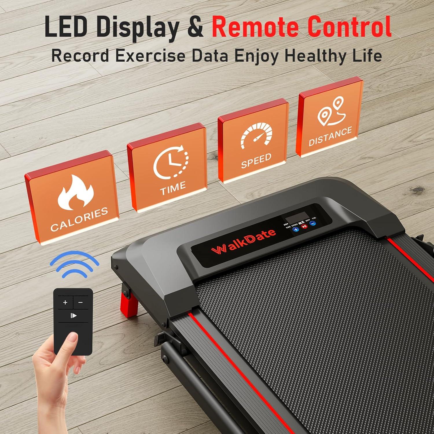 Caminadora Plegable WalkDate con Inclinación y Control Remoto