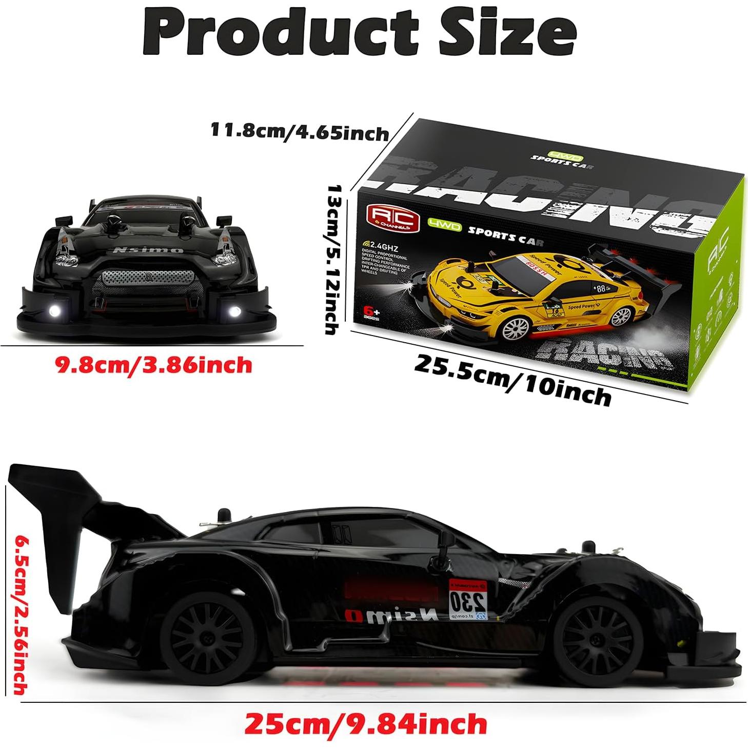 Coche RC Drift 1:20 HTURCCOP 4WD 2.4GHz con LED y 2 Baterías