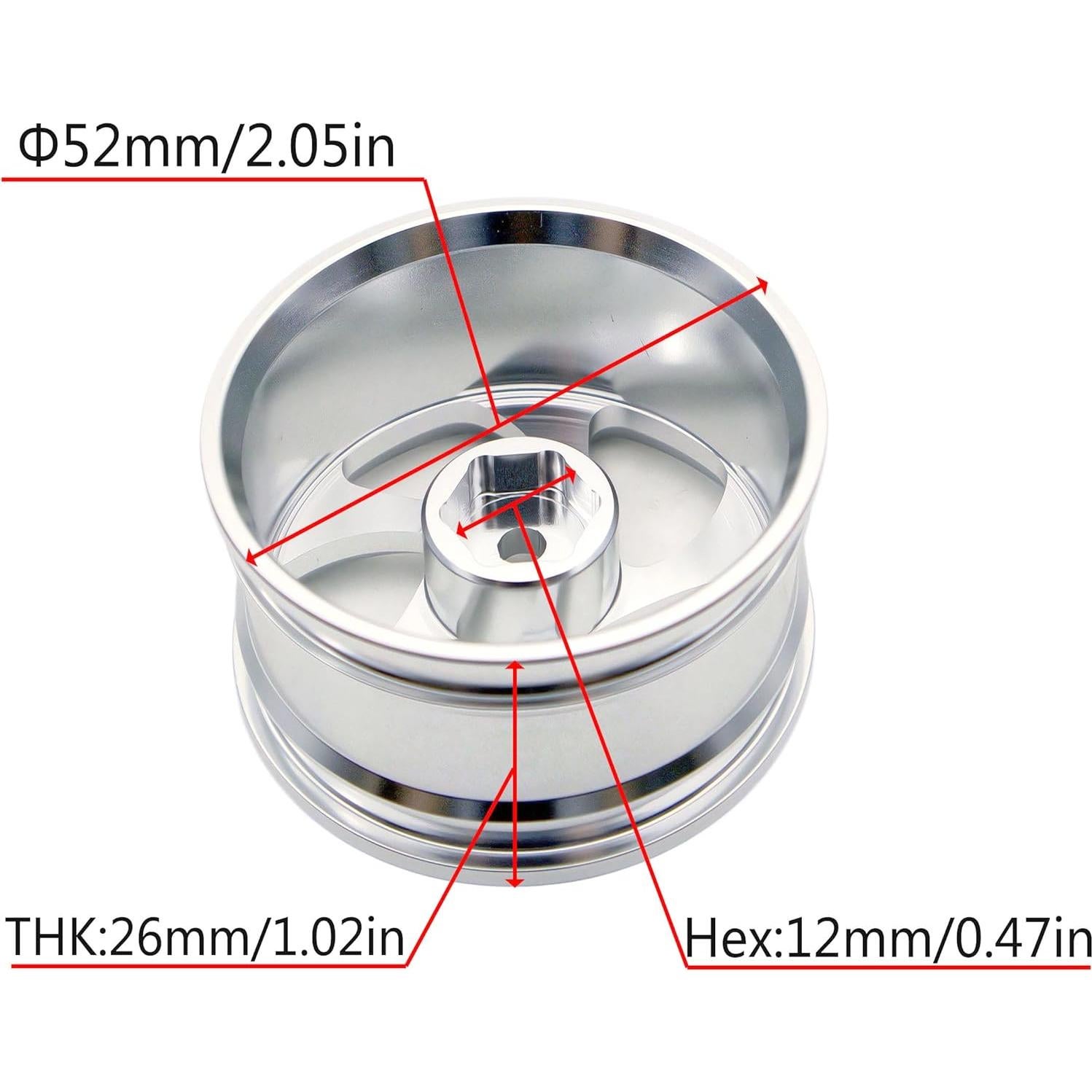 Neumáticos de Drift RC 1/10 Aluminio Plata 4 Pcs 12mm Hex