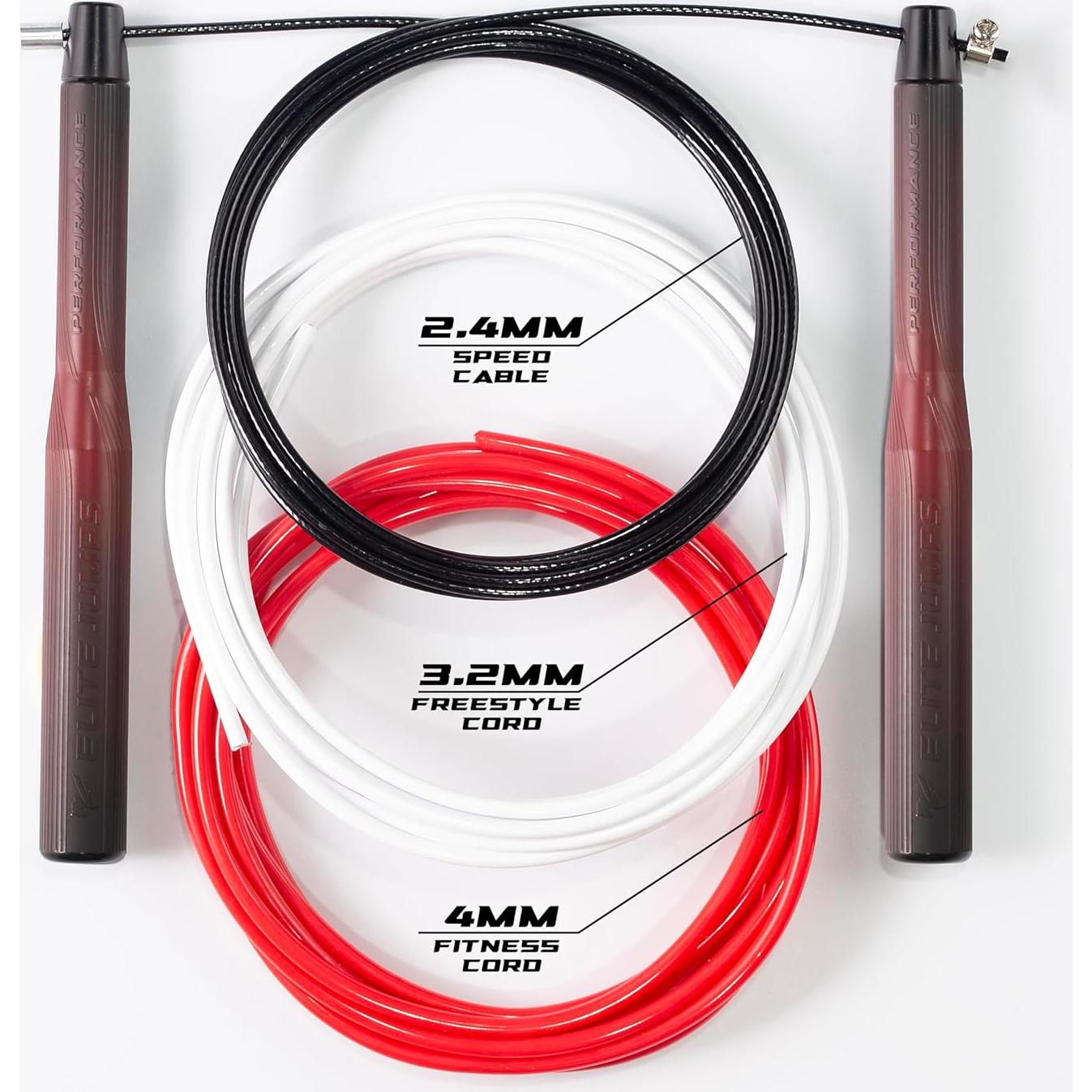 Cuerda de Salto Rápido Elite Jumps con 3 Cables y Mangos de Aluminio