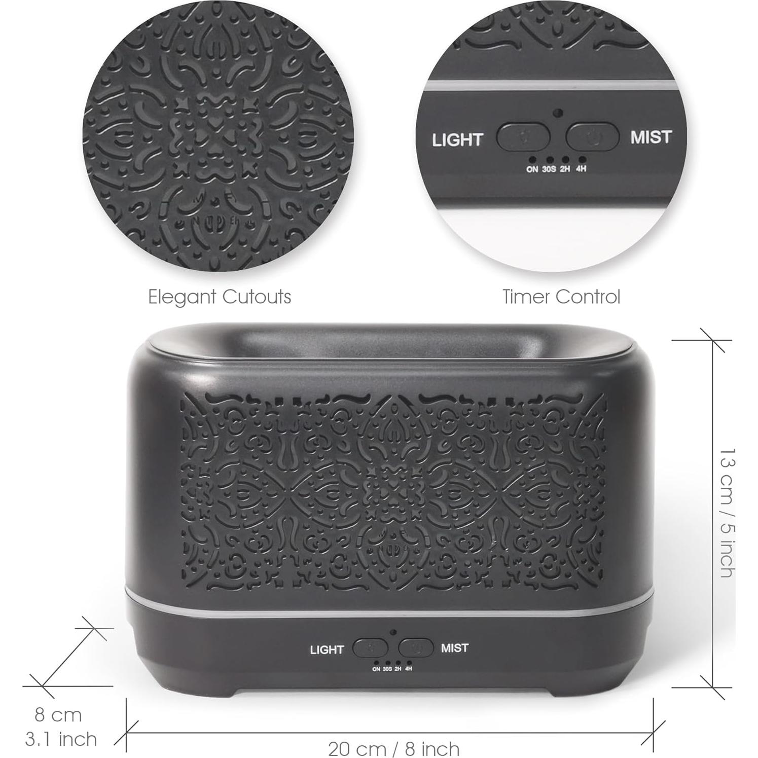 Difusor de Aceite Esencial Earnest Living 200ml Negro con Luz