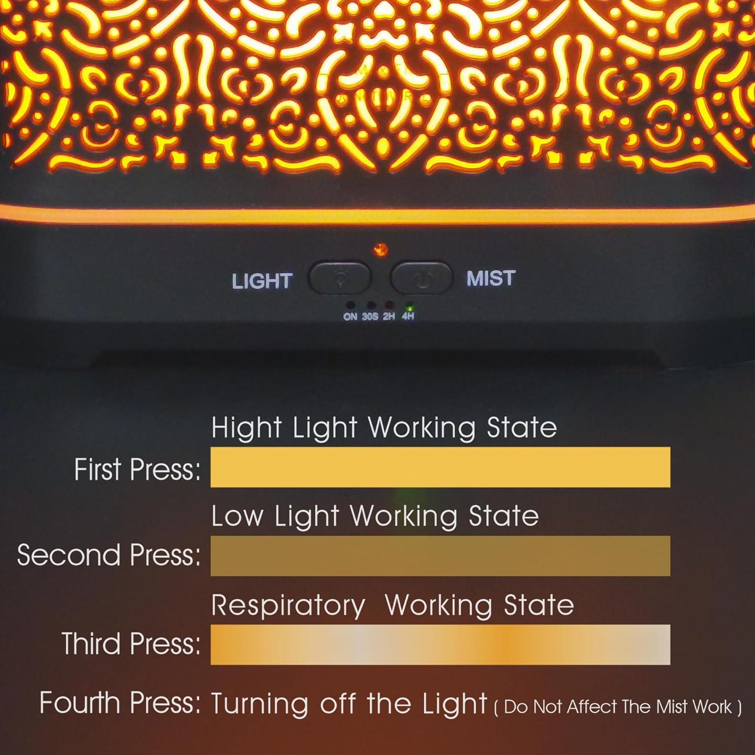 Difusor de Aceite Esencial Earnest Living 200ml Negro con Luz