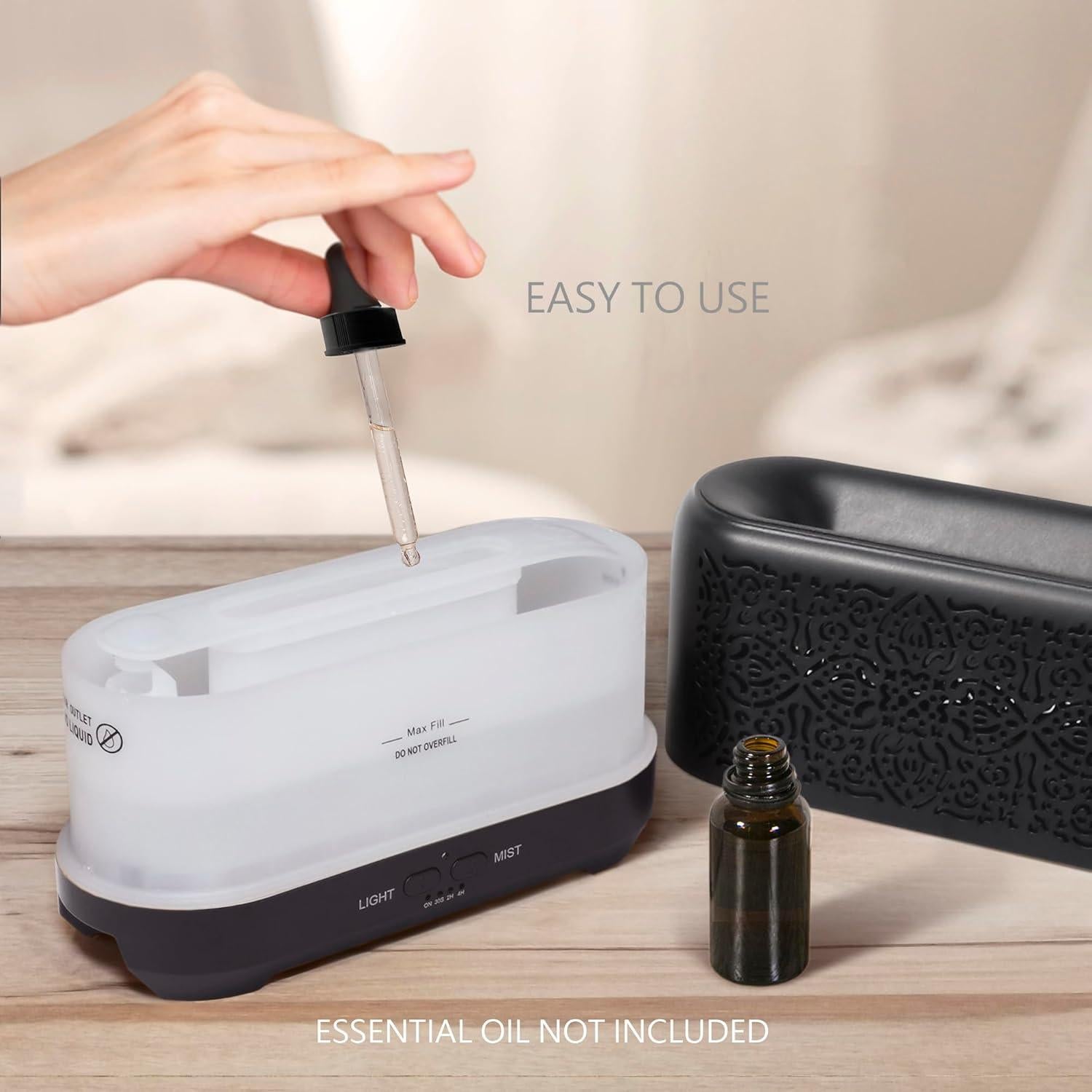 Difusor de Aceite Esencial Earnest Living 200ml Negro con Luz