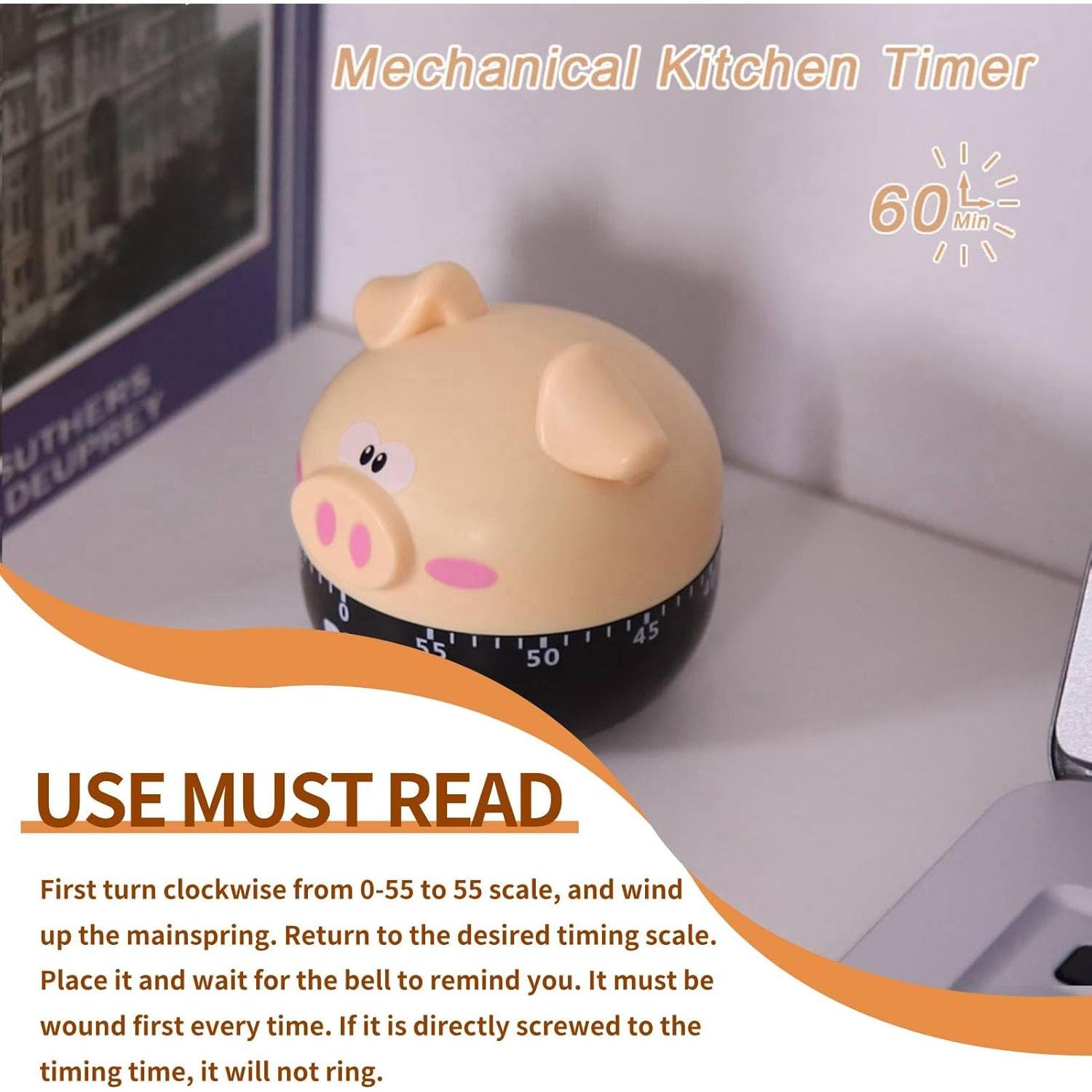 Temporizador de Cocina Mecánico HERCHR Cerdo 55 Minutos Caqui