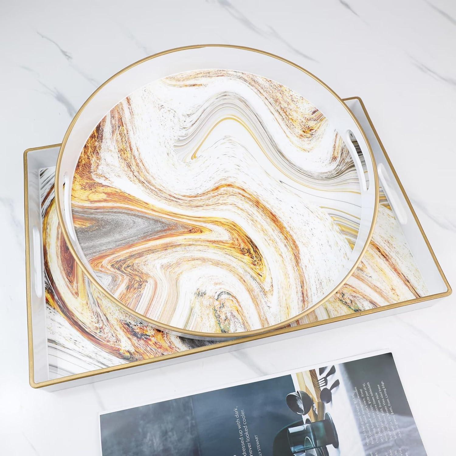 Bandeja Decorativa Redonda Leemxiiny 33 cm Estilo Moderno