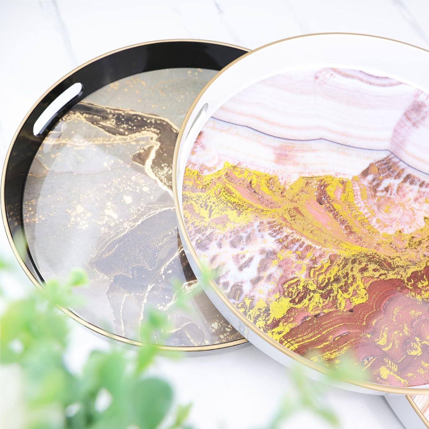 Bandeja Decorativa Redonda Leemxiiny 33 cm Estilo Moderno