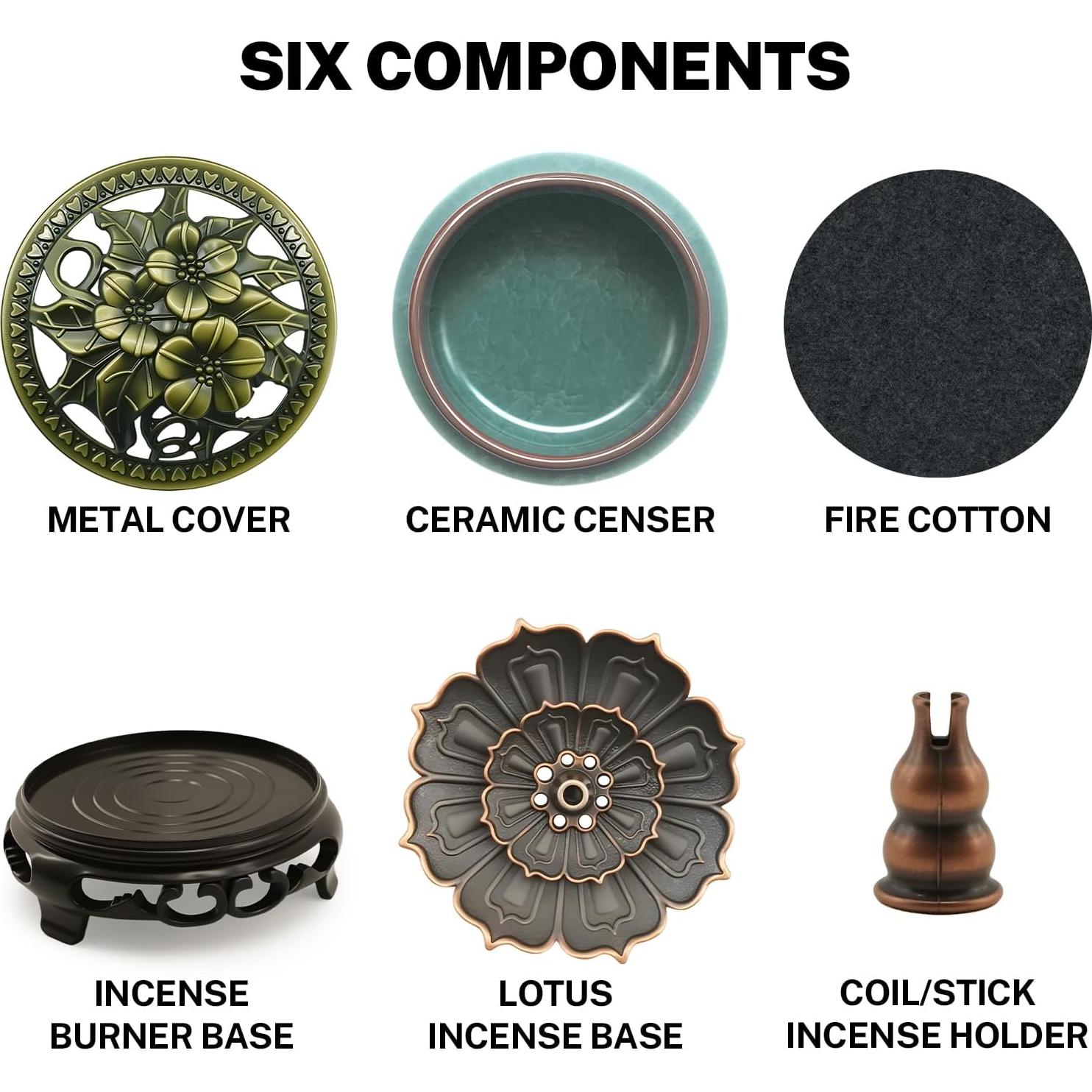 Quemador de Incienso de Cerámica Azul con Soporte Multifuncional