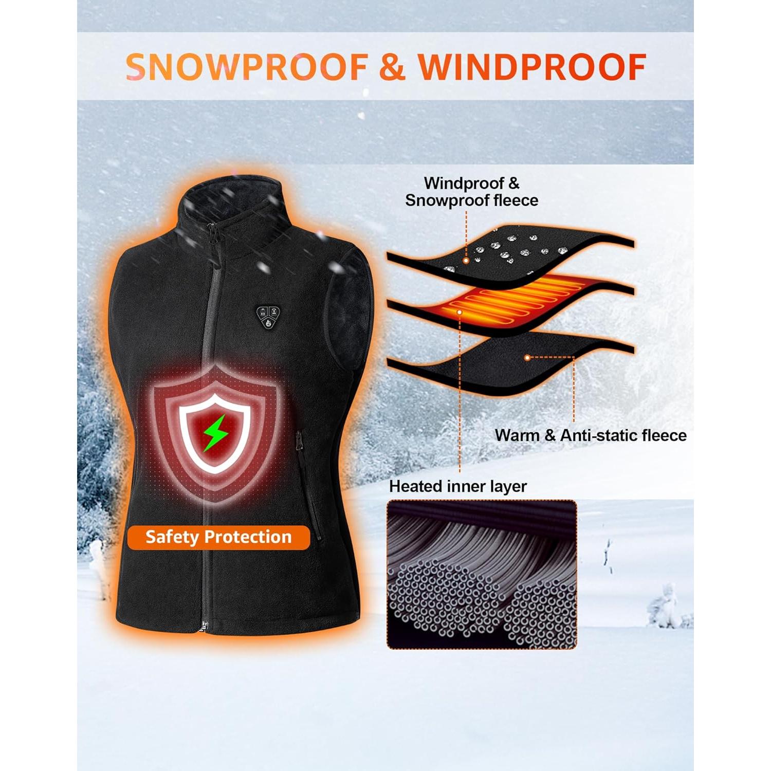 Chaleco Térmico Eléctrico para Mujeres Shenzhen FY-02 Negro