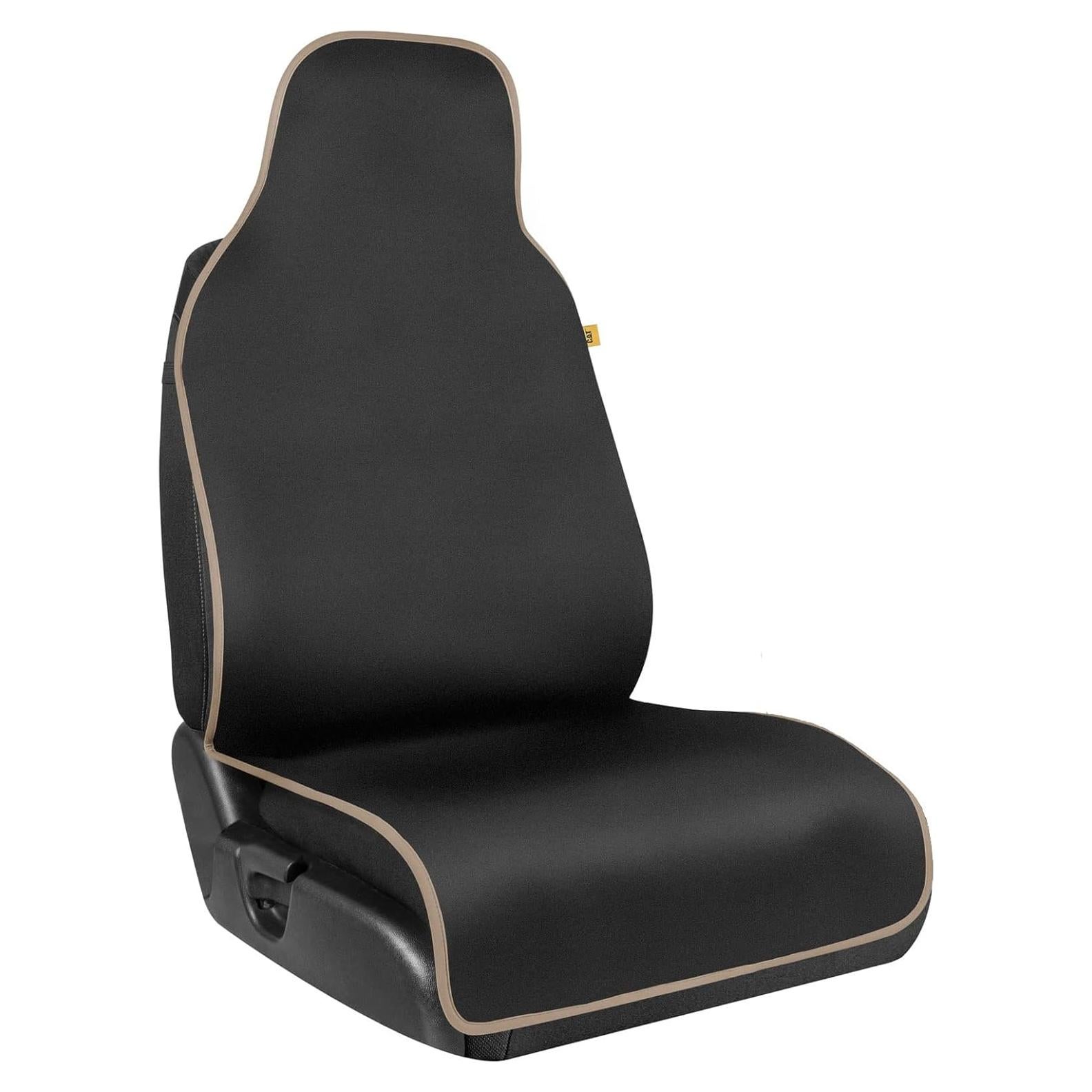 Cubierta de Asiento de Coche Impermeable CAT CAST201 - Negro con Ribete Beige