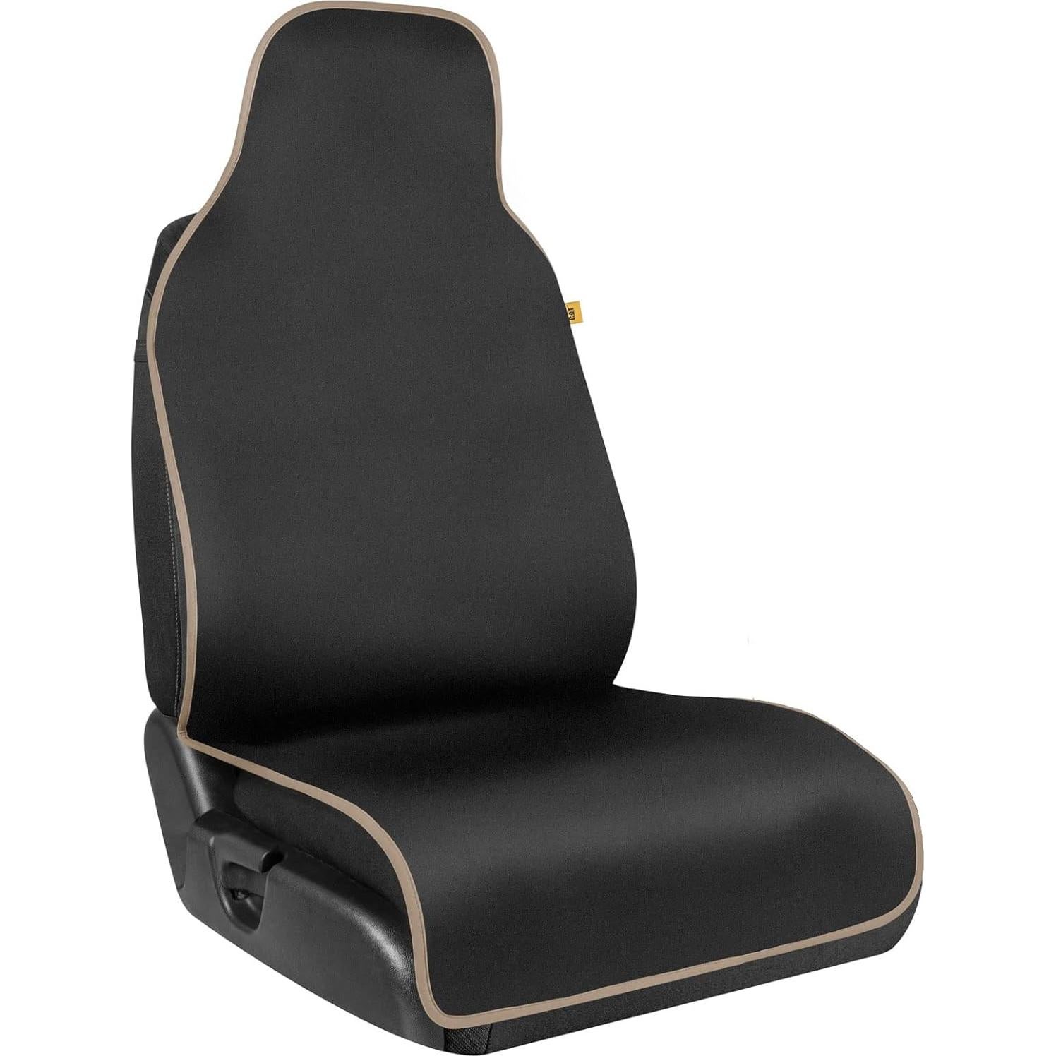 Cubierta de Asiento de Coche Impermeable CAT CAST201 - Negro con Ribete Beige