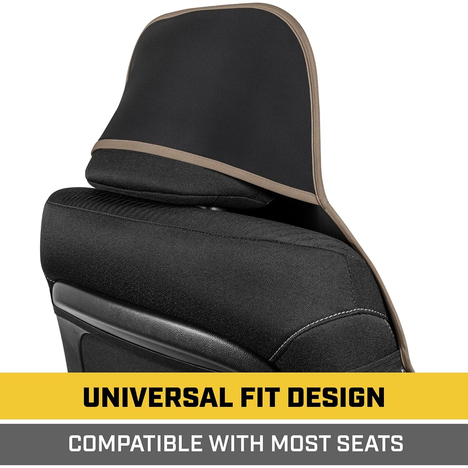 Cubierta de Asiento de Coche Impermeable CAT CAST201 - Negro con Ribete Beige