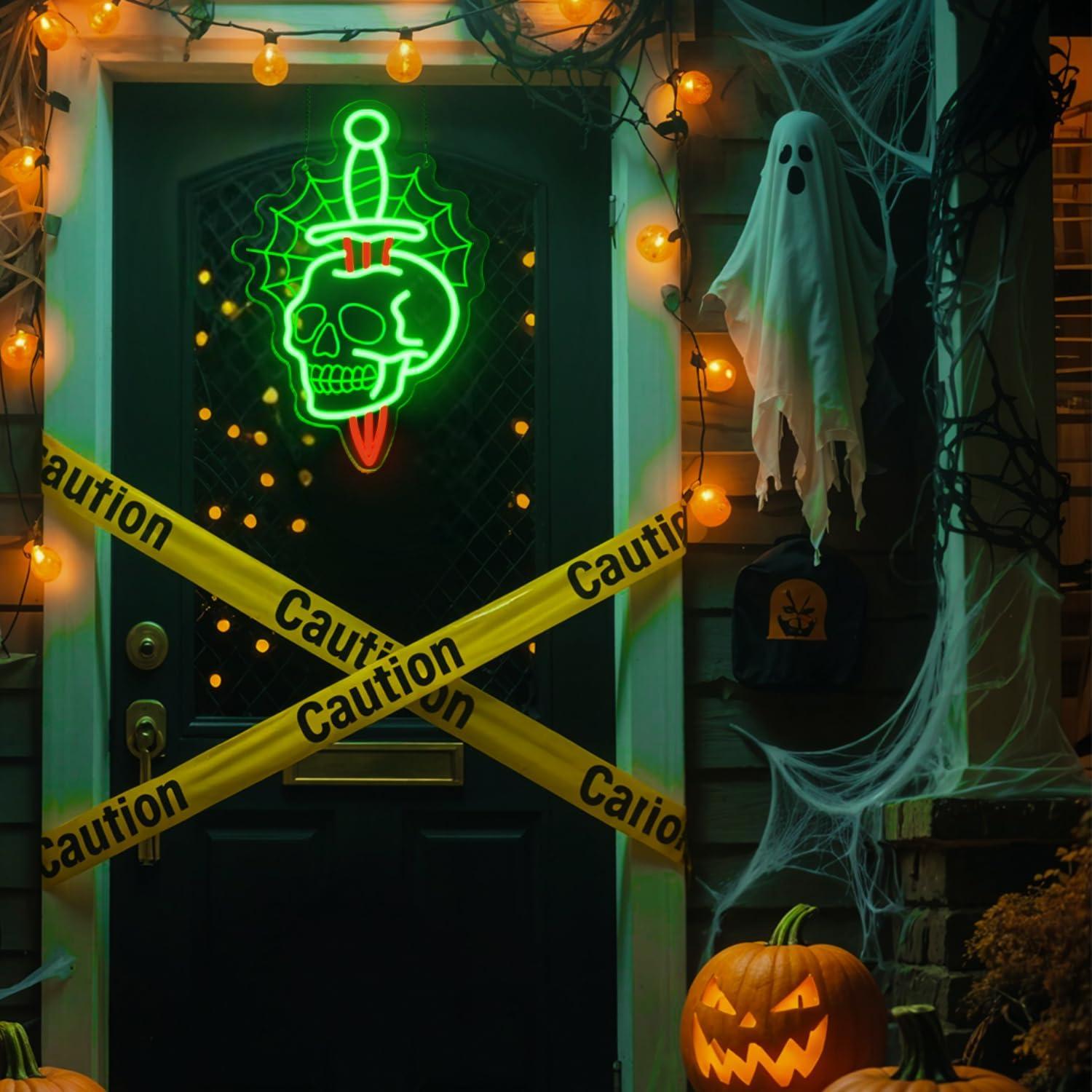 Luz de Neón Calavera con Daga Sneignon 40x27cm Halloween