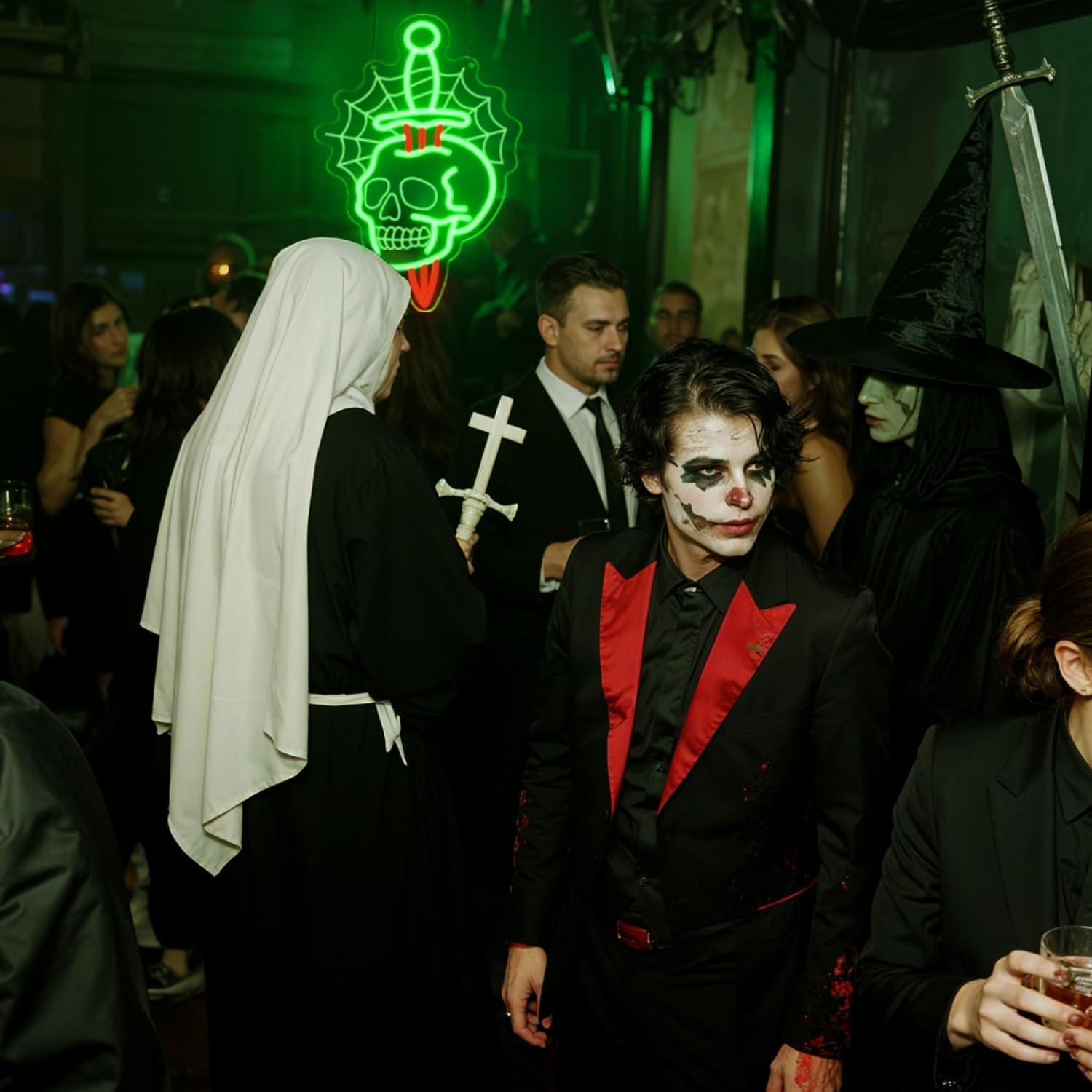 Luz de Neón Calavera con Daga Sneignon 40x27cm Halloween