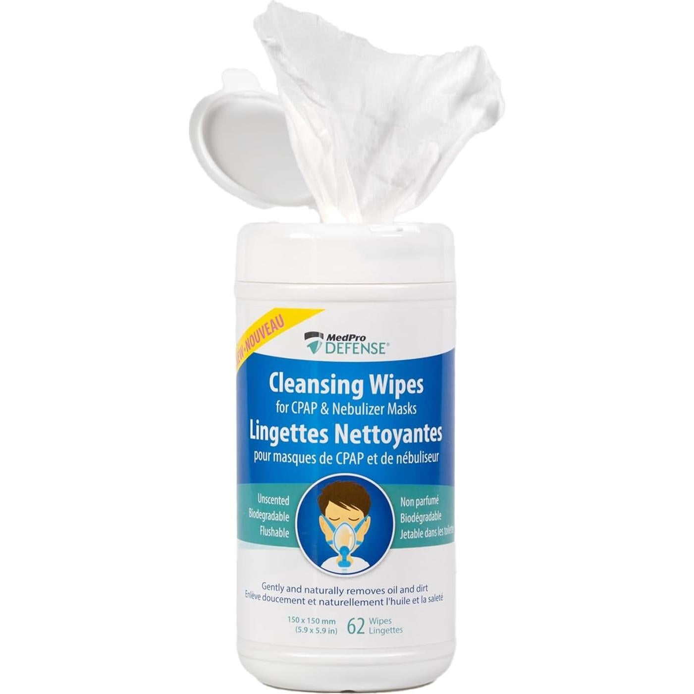 Toallitas de Limpieza CPAP MedPro Defense 62 Unidades Biodegradables
