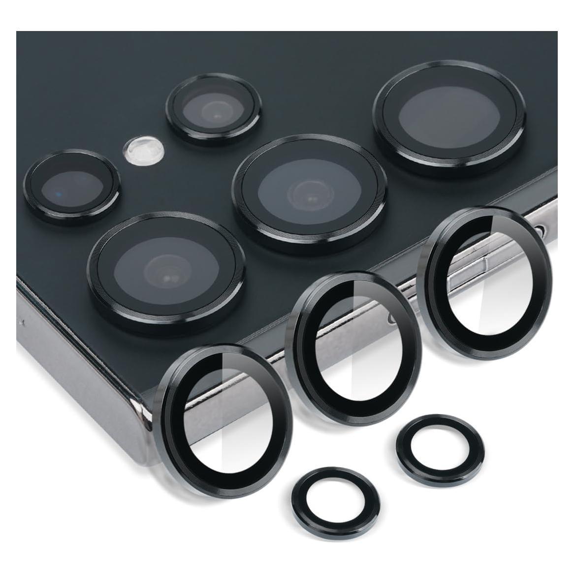 Camera Lens Protector for Samsung Galaxy S25 Ultra, Tempered Glass Lens Protector Aluminum Alloy Ring Camera Cover Fits for Samsung Galaxy S25 Ultra Black