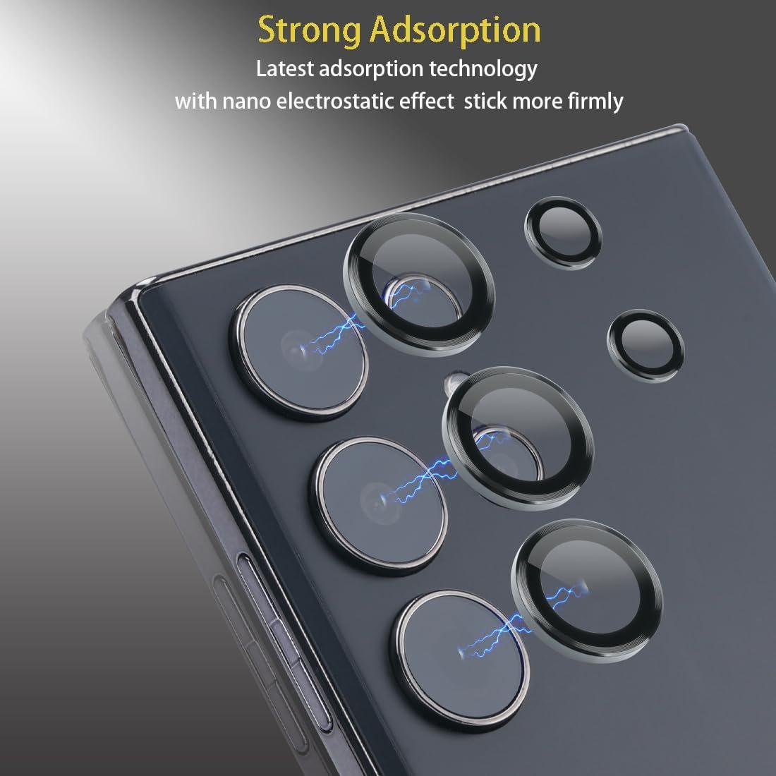 Camera Lens Protector for Samsung Galaxy S25 Ultra, Tempered Glass Lens Protector Aluminum Alloy Ring Camera Cover Fits for Samsung Galaxy S25 Ultra Black