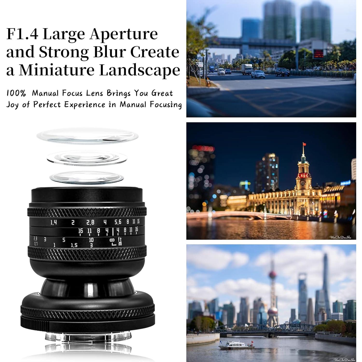 Lente AstrHori 50mm F1.4 Inclinable para Cámaras L-Mount