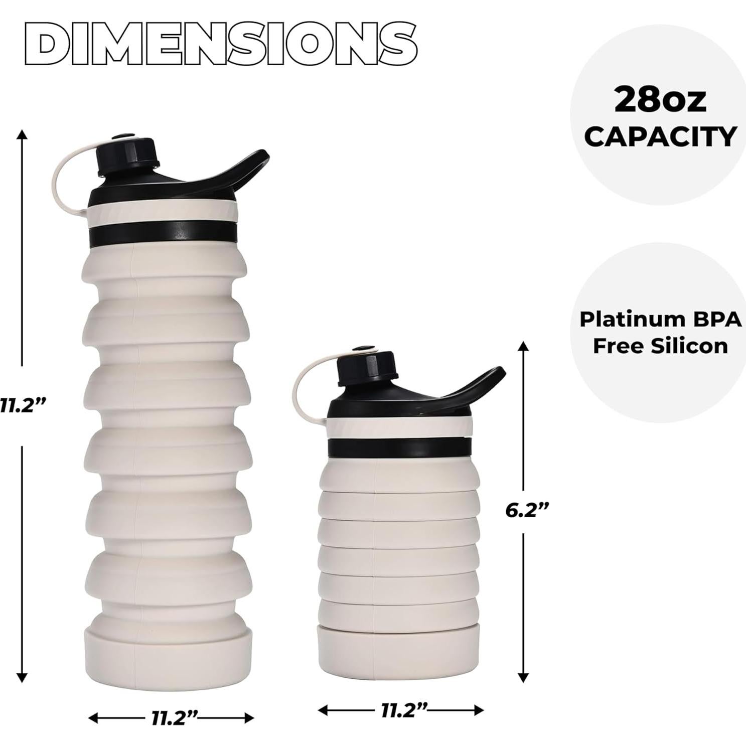 Botella de Agua Plegable HYDRATE 800 ml Silicona Libre BPA