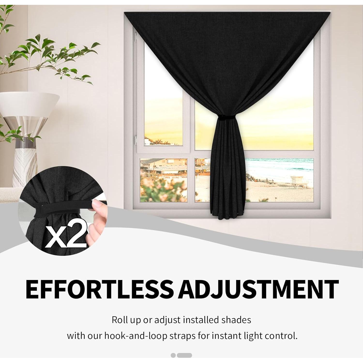 Cortinas Blackout BKSAI 145x99cm Sin Taladrar para Dormitorio