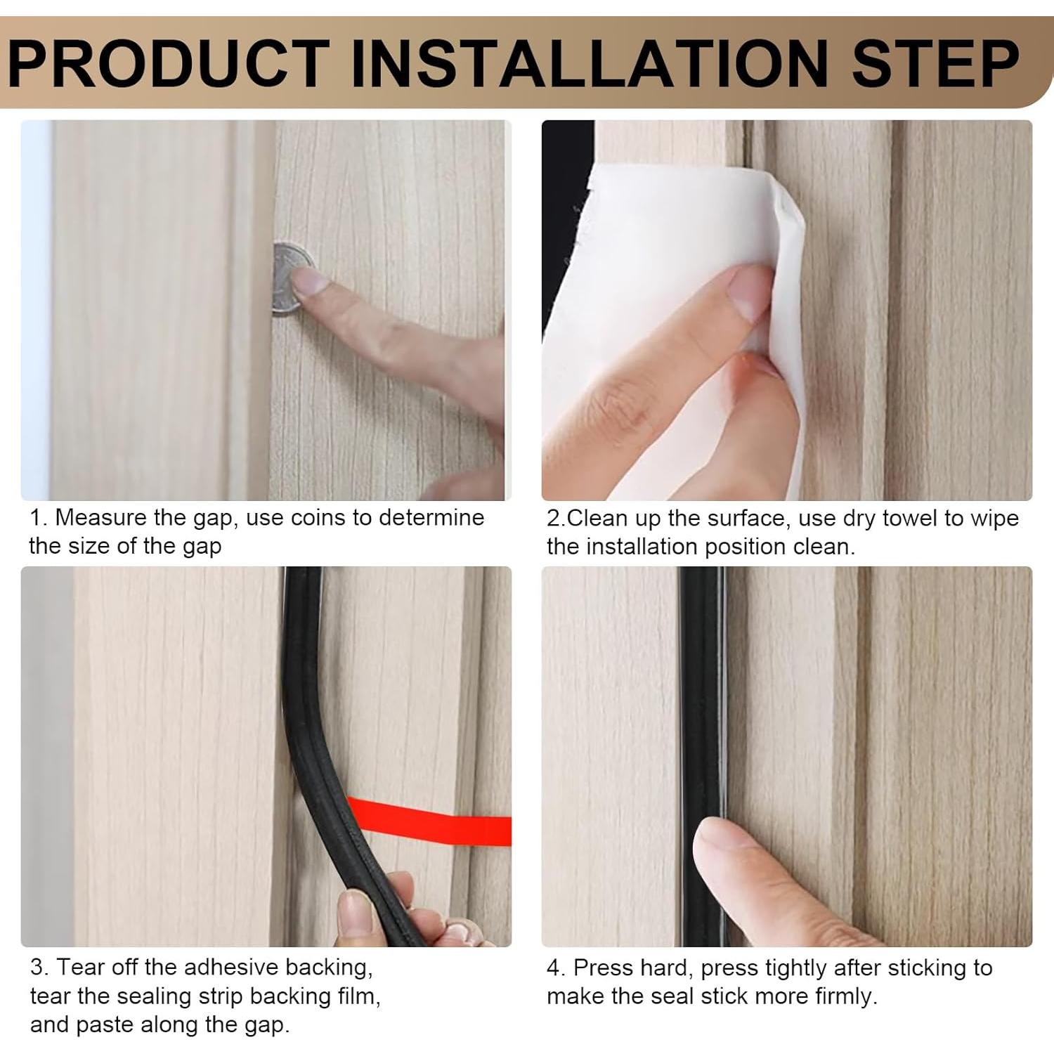 Tira de Sellado Insonorizante BOAOSI 12m - Aislamiento Puertas