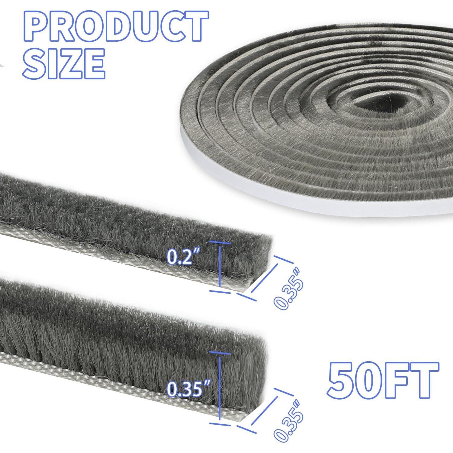 Burlete de Cepillo Autoadhesivo Fairooth 15.24m x 0.89cm Gris