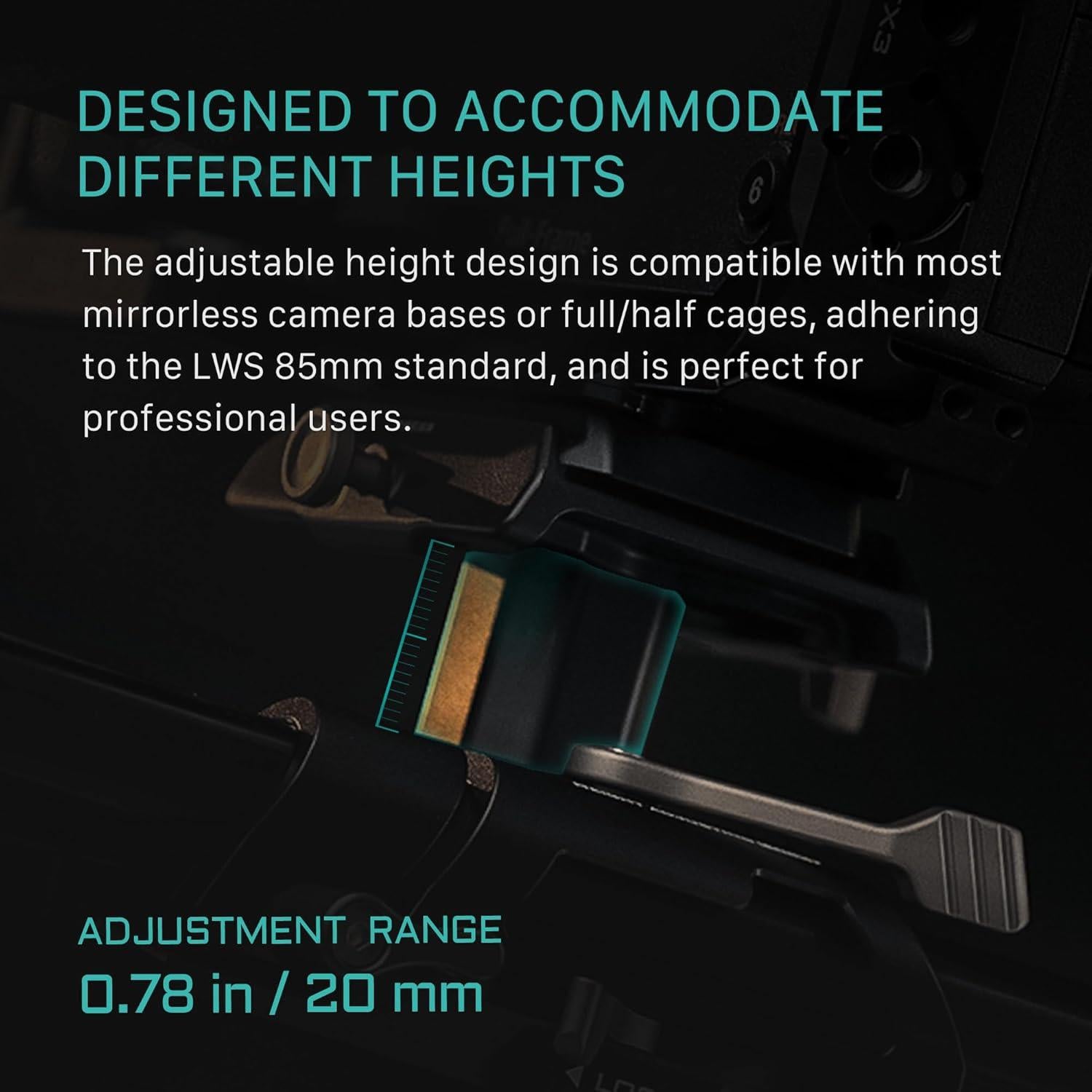 Baseplate Ajustable Tilta 15mm LWS Negro - Compatible DJI