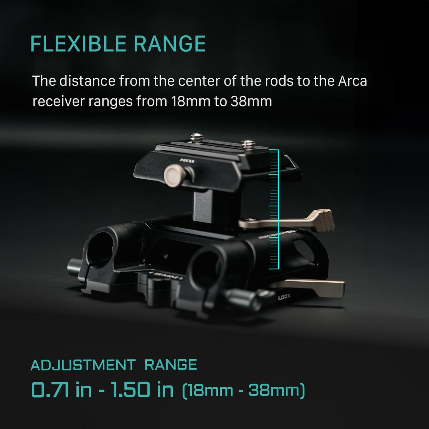 Baseplate Ajustable Tilta 15mm LWS Negro - Compatible DJI