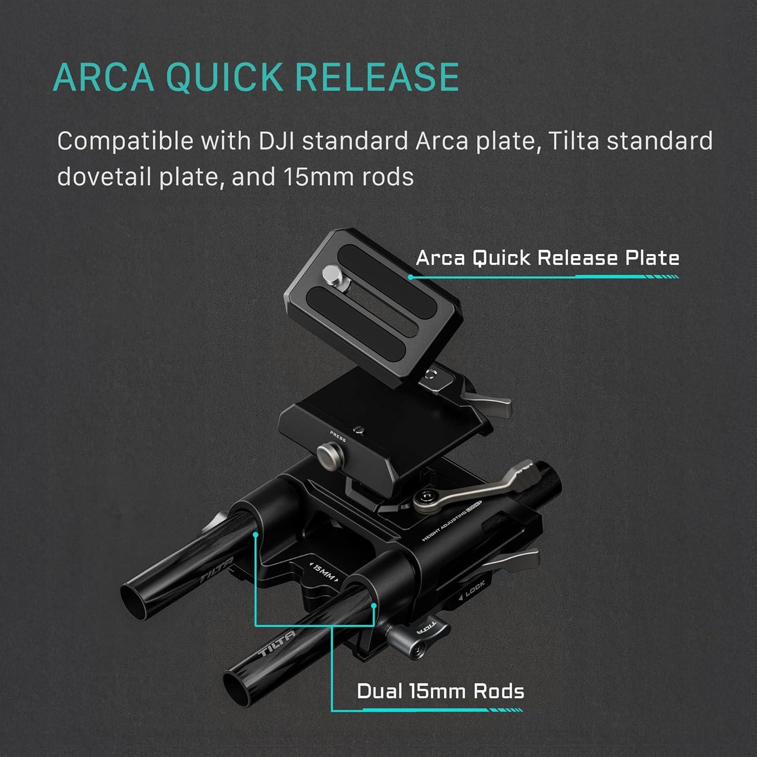 Baseplate Ajustable Tilta 15mm LWS Negro - Compatible DJI