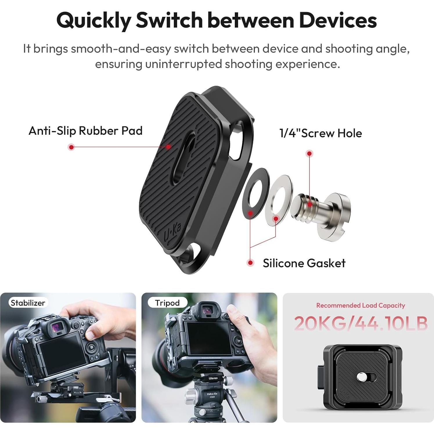 Placa de Liberación Rápida Ulanzi C007 para Cámara - 10kg