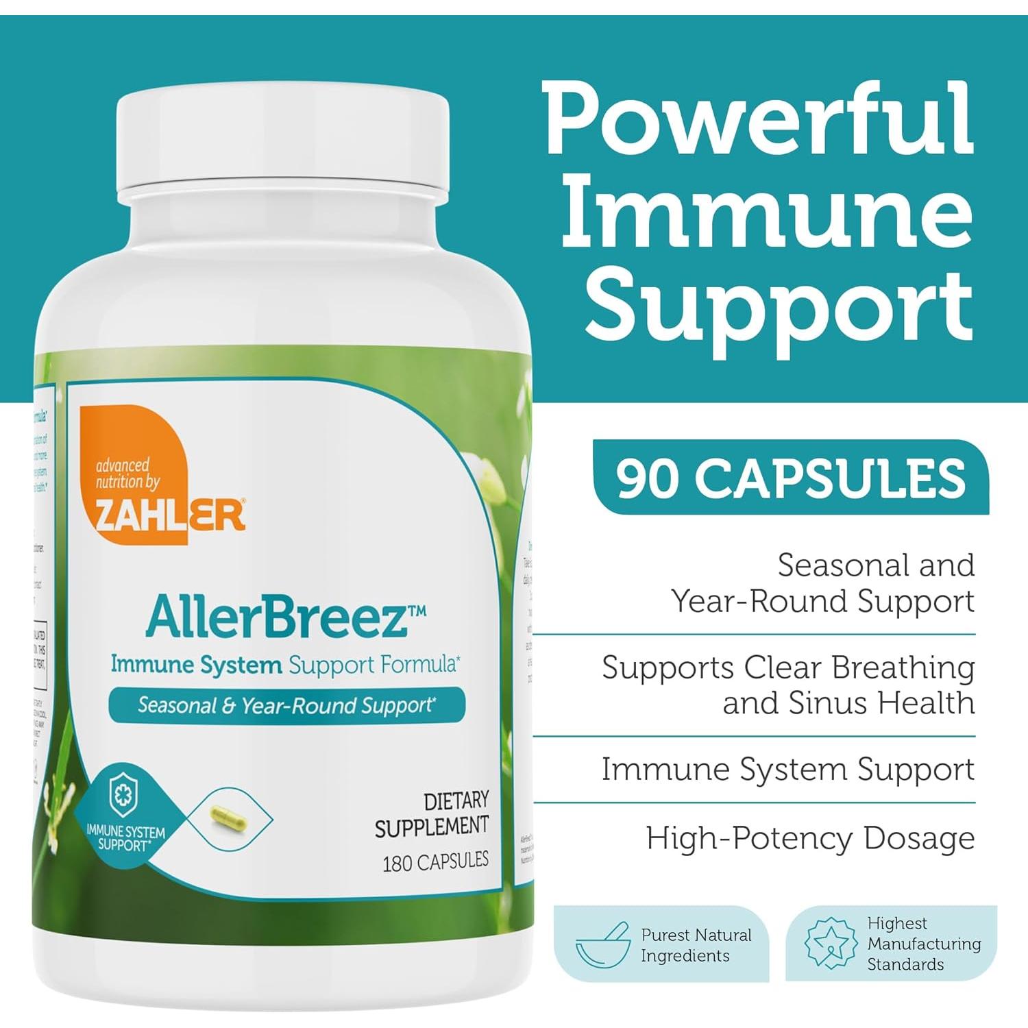 Suplemento Antialérgico Zahler AllerBreez 180 Cápsulas