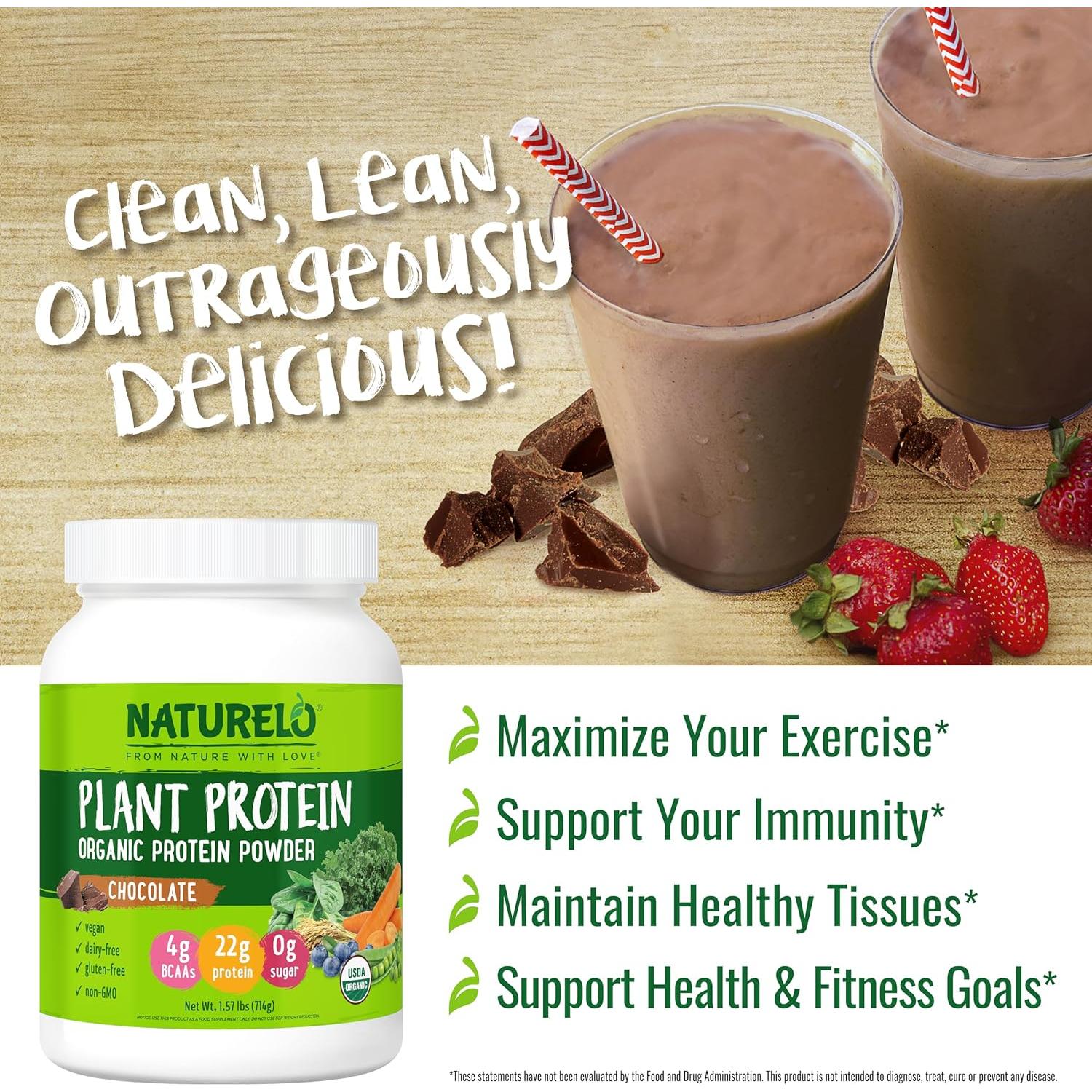 NATURELO Polvo de Proteína Vegetal Chocolate 0.71kg - Vegano