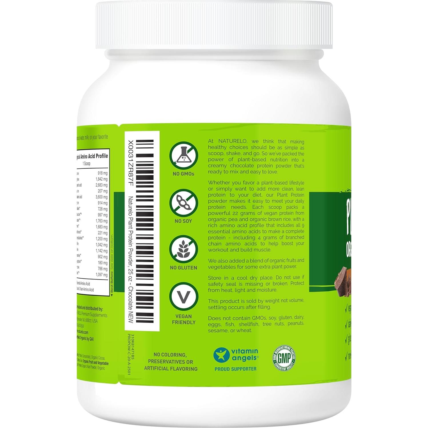 NATURELO Polvo de Proteína Vegetal Chocolate 0.71kg - Vegano